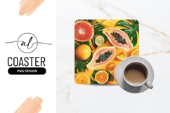 Vibrant tropical fruit square coaster png design Product Image 1