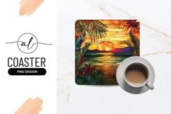 Tropical sunset square coaster png design Product Image 1