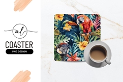 Tropical parrot square coaster png design Product Image 1
