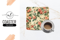 Vintage rose pattern square coaster png design Product Image 1