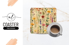 Vintage floral square coaster png design Product Image 1