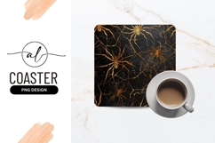 Golden spider web square coaster design Product Image 1