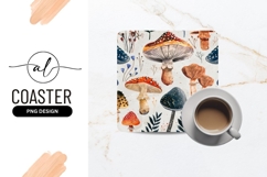 Whimsical mushroom square coaster png design Product Image 1