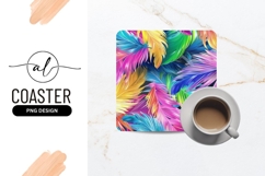 Vibrant tropical leaf square coaster png design Product Image 1