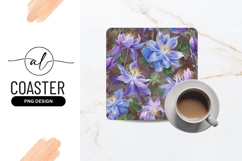 Blue and purple floral square coaster png design Product Image 1