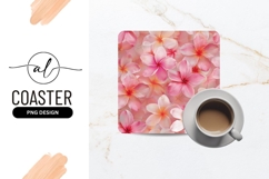 Pink floral square coaster png design Product Image 1