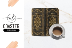 Antique gold and black square coaster png design Product Image 1