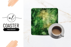 Tropical jungle leaf square coaster png design Product Image 1
