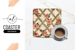 Vintage rose pattern square coaster png design Product Image 1