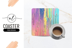 Colorful dripping paint square coaster png design Product Image 1