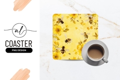 Yellow floral bee coaster png design Product Image 1