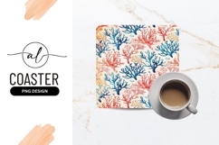 Colorful coral reef square coaster png design Product Image 1
