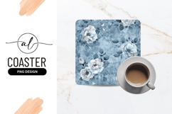 Blue floral square coaster png design Product Image 1