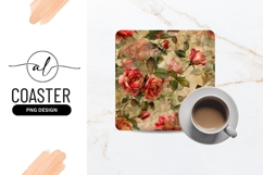 Vintage rose pattern square coaster png design Product Image 1
