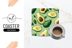 Avocado pattern square coaster png design Product Image 1