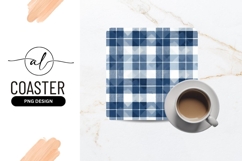 Blue plaid square coaster png design Product Image 1