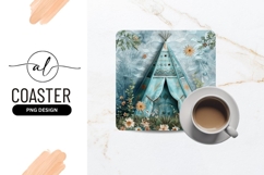 Bohemian tepee square coaster png design Product Image 1
