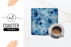 Blue floral square coaster png design Product Image 1