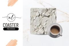 White Cracked Clay Texture Square Coaster Png Product Image 1
