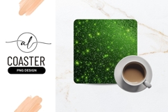 Green sparkling stars square coaster png design Product Image 1
