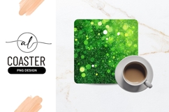Green bokeh square coaster png design Product Image 1