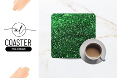 Green glitter square coaster png design Product Image 1