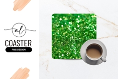 Green glitter square coaster png design Product Image 1