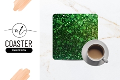 Green glitter square coaster png design Product Image 1