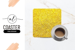 Bright yellow confetti square coaster png design Product Image 1
