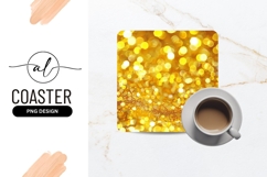 Golden bokeh square coaster png design Product Image 1