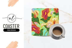 Floral Lily Seamless Pattern Square Coaster Png Product Image 1