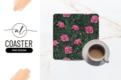 Pink floral square coaster png design Product Image 1
