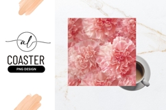 Pink carnations square coaster png design Product Image 1