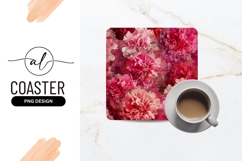 Pink floral square coaster design Product Image 1