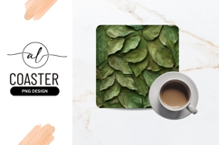 Green leaf square coaster png design Product Image 1