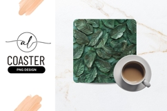 Square coaster with leaf pattern png design Product Image 1