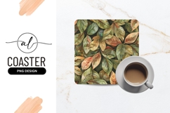 Tropical leaf pattern square coaster png design Product Image 1