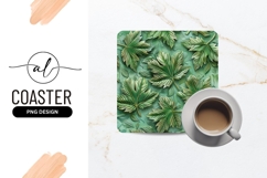 Green leaf pattern square coaster png design Product Image 1