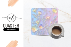 Floral Artistic Render Square Coaster Png Design Product Image 1