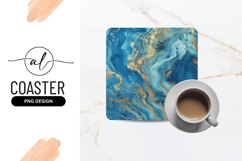 Blue and gold marble square coaster png design Product Image 1