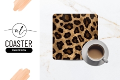 Golden leopard print square coaster png design Product Image 1