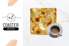 Golden floral square coaster png design Product Image 1