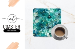 Blue floral design square coaster png Product Image 1