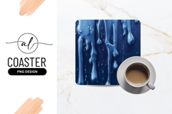 Blue dripping water square coaster png design Product Image 1