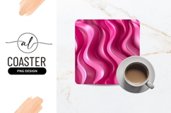 Abstract Pink Wavy Background Square Coaster Png Product Image 1