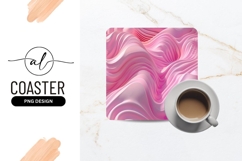 Pink Abstract Waves Square Coaster Png Product Image 1