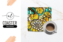 Stained Glass Floral Design Square Coaster Png Product Image 1