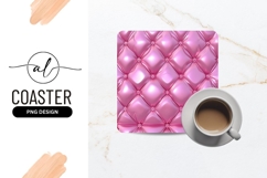 Pink Leather Quilted Texture Square Coaster Png Product Image 1