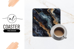 Elegant Liquid Marble Art With Gold Veins Square Coaster Product Image 1