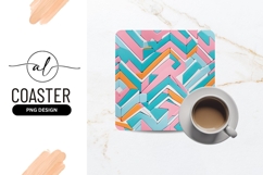 Geometric Square Coaster Png Pastel Colored Pattern Product Image 1